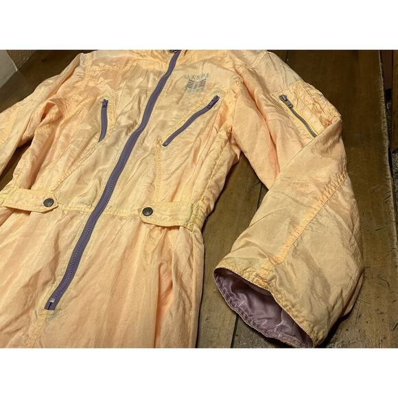 Vintage 90s IXSPA Jamie Sadock Orange Lined Jumpsuit Womens Small - Picture 4 of 16